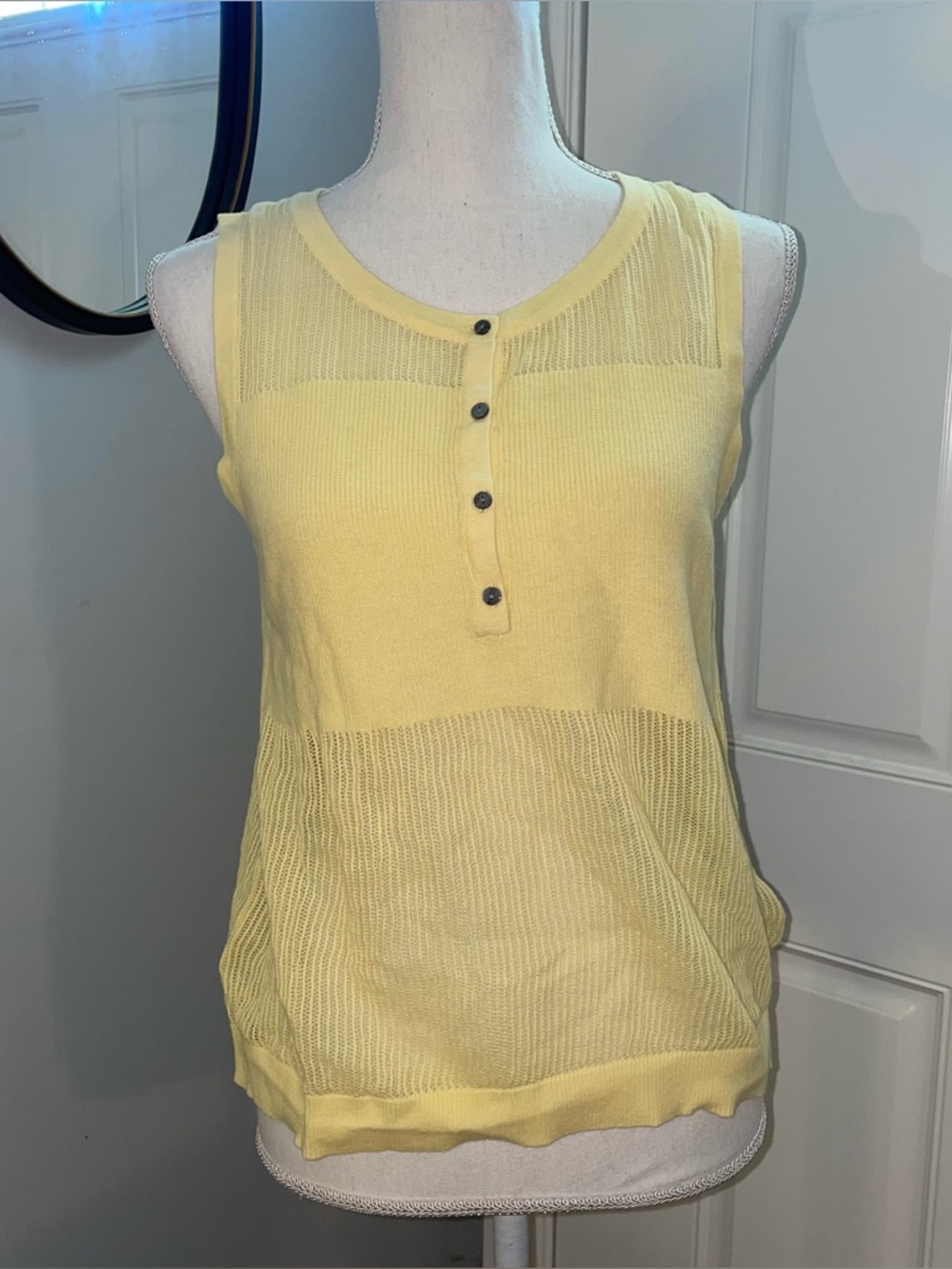 NWT One Grey Day Yellow Lightweight Sleeveless Sweater Tank Top